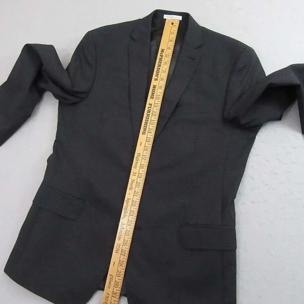 Murano Collezioni Men's 2-Piece Suit 44L Slim Fit Black Check Wool